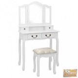 VID fehér császárfa fésülködőasztal-szett ülőkével 80 x 69 x 141 cm