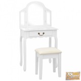 VID fehér császárfa mdf fésülködőasztal ülőkével 65x36x128 cm