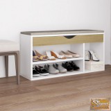 VID fehér és sonoma tölgy színű cipőtároló pad párnával 104x30x49cm