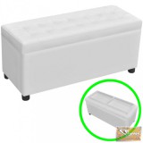 VID fehér műbőr tárolózsámoly