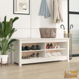VID fehér tömör fenyőfa cipőtároló pad 110 x 38 x 45,5 cm
