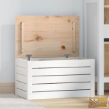 VID fehér tömör fenyőfa tárolóláda 59,5 x 36,5 x 33 cm