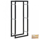 VID fekete acél tűzifatároló 44 x 20 x 100 cm