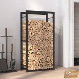 VID fekete acél tűzifatároló állvány 50x28x94 cm