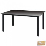 VID fekete alumínium és üveg kerti asztal 150 x 90 x 74 cm