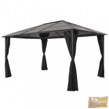 VID fekete alumínium pavilon függönnyel 4 x 3 x 2,6 m