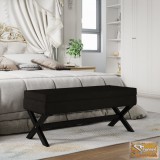 VID fekete bársony tárolóülőke 110 x 45 x 49 cm