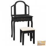 VID fekete császárfa mdf fésülködőasztal ülőkével 65x36x128 cm