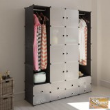 VID fekete/fehér szekrény 18 tárolórekesszel 37 x 146 x 180,5 cm