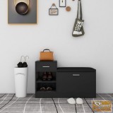 VID fekete forgácslap cipőtároló pad 94,5 x 31 x 57 cm