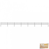 VID fekete lándzsahegyes tetejű kerti acélkerítés 11,9 x 0,6 m