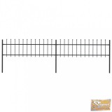 VID fekete lándzsahegyes tetejű kerti acélkerítés 3,4 x 0,6 m