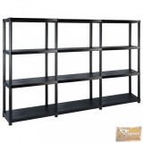 VID fekete műanyag 4 szintes tárolópolc 183 x 30,5 x 130 cm