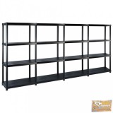 VID fekete műanyag 4 szintes tárolópolc 244 x 30,5 x 130 cm