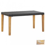 VID fekete polyrattan és tömör akácfa kerti pad 120 cm