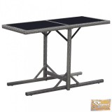 VID fekete polyrattan és üveglapos kerti asztal 110 x 53 x 72 cm