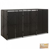 VID fekete polyrattan hármas kerekeskuka tárolófészer 207x80x117 cm