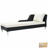 Vid fekete polyrattan napozóágy párnával 210 x 75 x 78 cm