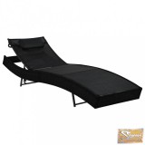 VID fekete polyrattan napozóágy párnával