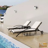 VID fekete polyrattan napozóágyak asztallal