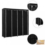 VID fekete ruhásszekrény 4 tárolórekesszel 175 x 45 x 170 cm