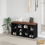 VID fekete szerelt fa cipőtároló pad 103x30x48 cm