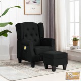 VID fekete szövet masszázsfotel lábzsámollyal