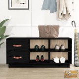 VID fekete tömör fenyőfa cipőtároló pad 100 x 34 x 45 cm