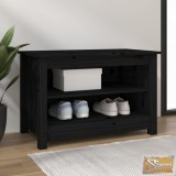 VID fekete tömör fenyőfa cipőtároló pad 70x38x45,5 cm