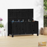 VID fekete tömör fenyőfa kerti tárolóláda 115x49x60 cm