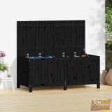 VID fekete tömör fenyőfa kerti tárolóláda 147x68x64 cm