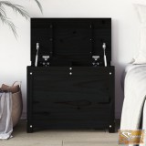 VID fekete tömör fenyőfa tárolóláda 60 x 32 x 45,5 cm