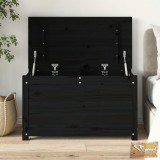 VID fekete tömör fenyőfa tárolóláda 80x40x45,5 cm