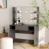 VID fényes szürke led-es mdf sminkasztal 100 x 40 x 135 cm