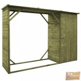 VID fenyőfa kerti tűzifatároló fészer 253 x 80 x 170 cm