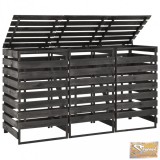 VID festett tömör fenyőfa tripla kerekeskuka-tároló 210x75x121 cm