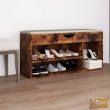 VID füstölt tölgy színű cipőtároló pad párnával 104 x 30 x 49 cm