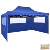 VID kék összecsukható sátor 3 fallal, 3 x 4,5 méter