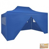VID kék összecsukható sátor 4 oldalfallal 3 x 4,5 m