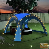 VID kék rendezvénysátor led-del és 4 oldalfallal 3,6 x 3,6 x 2,3 m