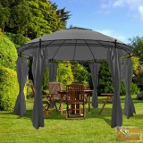 VID kerek antracitszürke pavilon függönyökkel 3,5 x 2,7 m