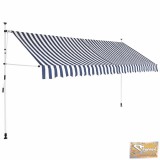 VID kézzel feltekerhető napellenző kék-fehér csíkokkal, 350 cm