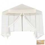 VID krémfehér hatszög alakú pop-up pavilon 6 oldalfallal 3,6x3,1 m
