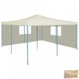 VID krémszínű összecsukható pavilon 2 oldalfallal 5 x 5 m