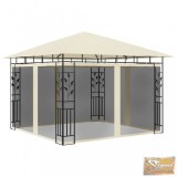 VID krémszínű pavilon szúnyoghálóval 3 x 3 x 2,73 m 180 g/m²