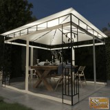 VID krémszínű pavilon szúnyoghálóval/led fényfüzérrel 3x3x2,73 m