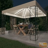 VID krémszínű szövet pavilon led fényfüzérrel 3 x 3 m