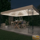 VID krémszínű szövet pavilon led fényfüzérrel 3 x 4 m