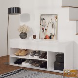 VID magasfényű fehér forgácslap cipőtároló pad 105 x 30 x 45 cm