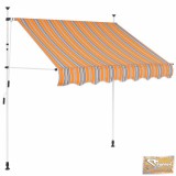 VID manuális, feltekerhető napellenző kék-sárga csíkokkal, 150 cm